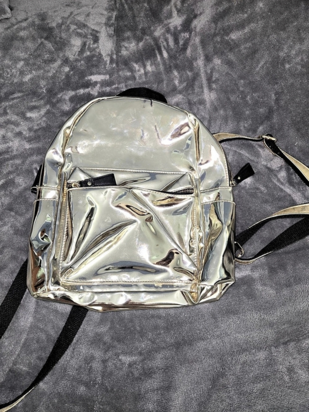Metallic Silver Backpack